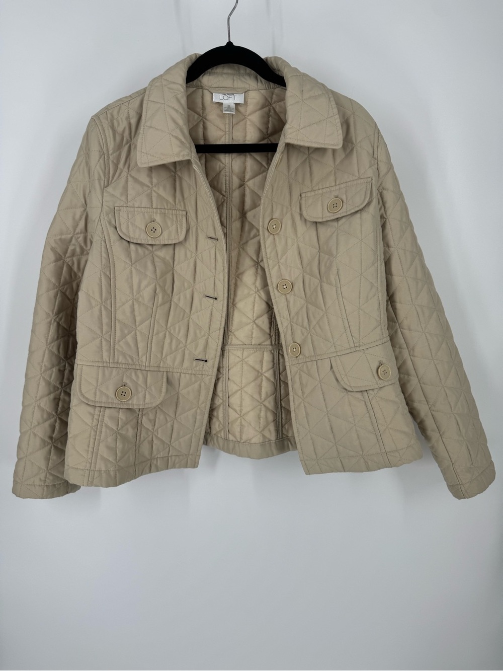 LOFT Quilted Utility Jacket in Light Beige